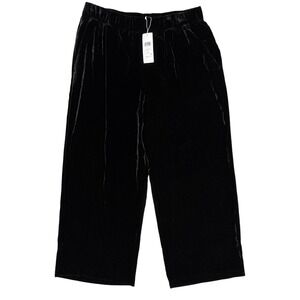Eileen Fisher Womens Size Large Black Silk Wide Ankle Pleat Pants NWT